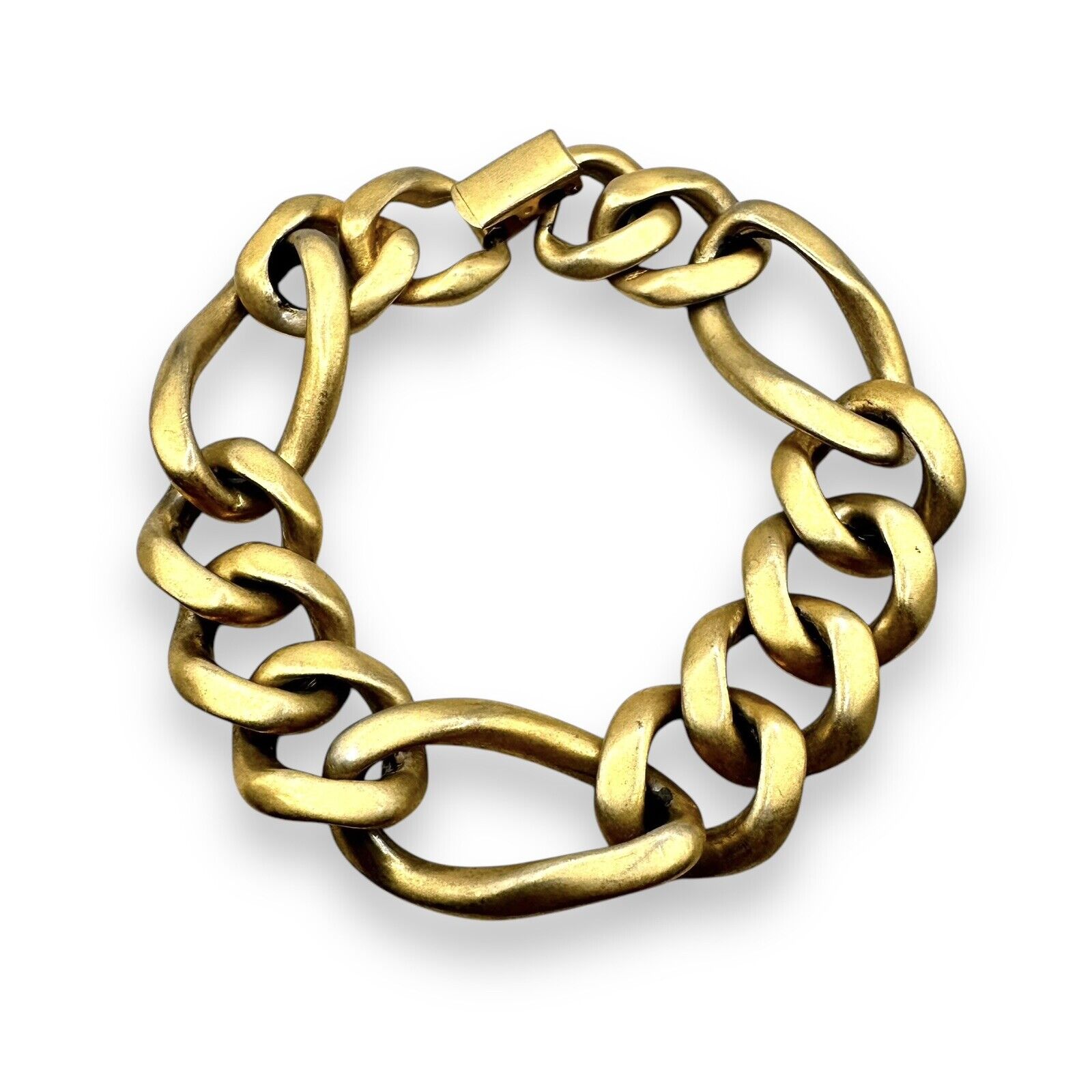 Erwin Pearl Matte Gold Tone Chunky Curb Chain Bracelet 80s 90s Vintage 8 34$